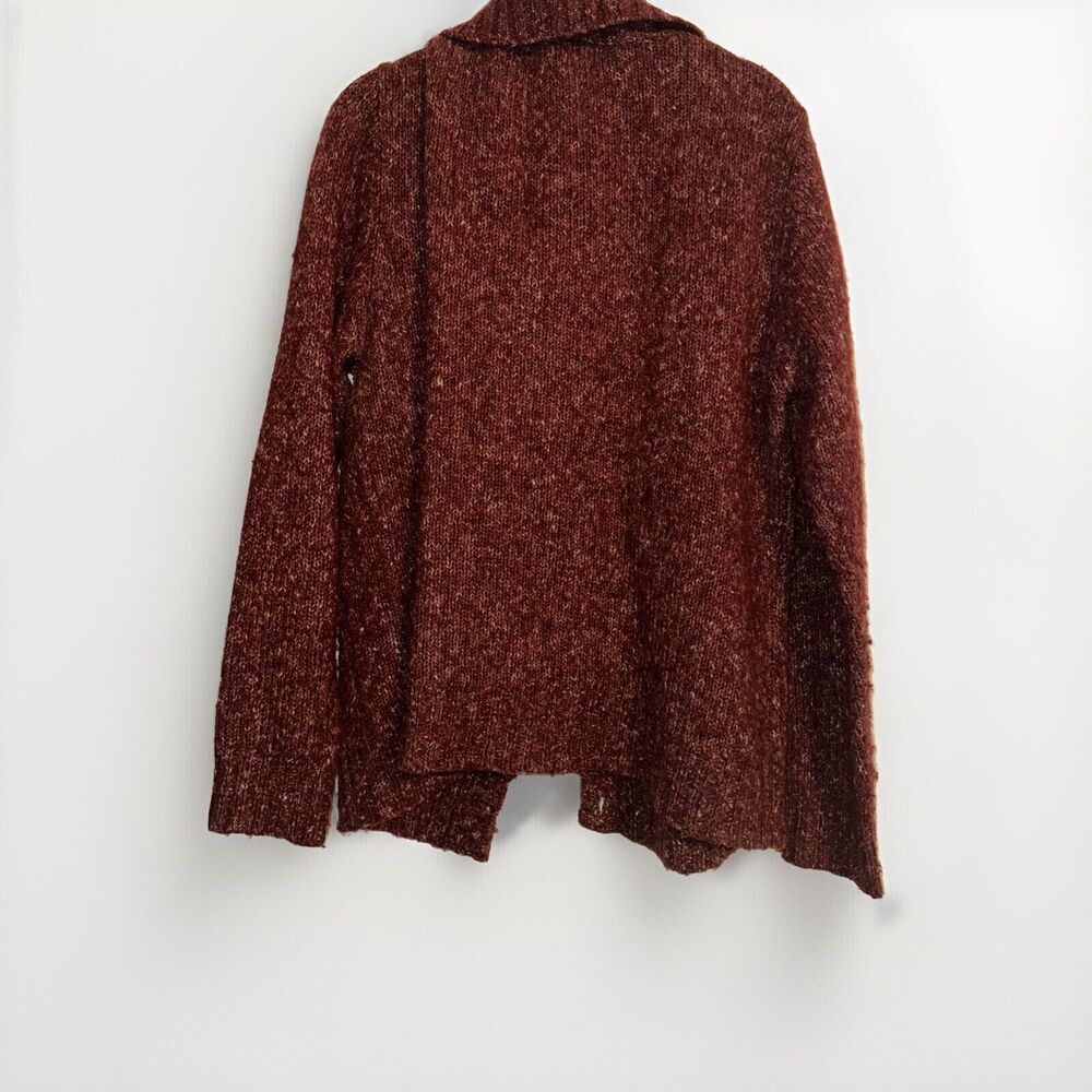 LL Bean Women's Cardigan Sweater Size L Cable Knit Burgundy Button Up Wool Blend - Picture 5 of 5